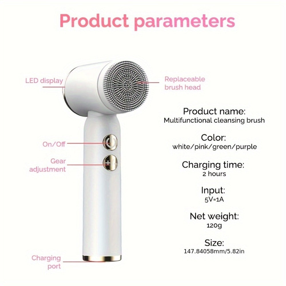 EMS Microcurrent Face Massager Device V-Face Lifting Double Chin Reducer Neck Rejuvenation 6-in-1 Brush Heads for Home or Sal