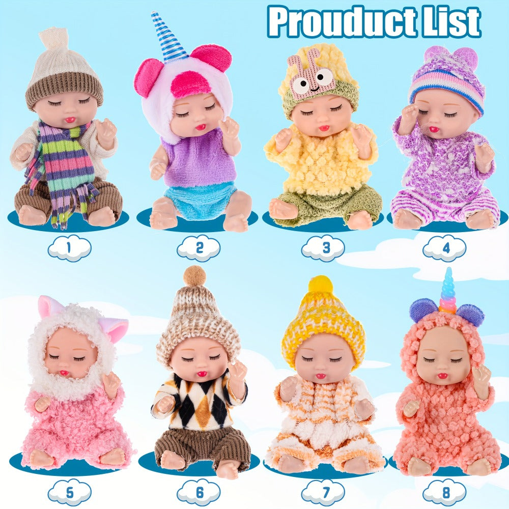 Mini Plush Dolls Set 8 Pack 4 Inch, Stuffed Toy Figures with Colorful Plush Outfits & Hats — image 1