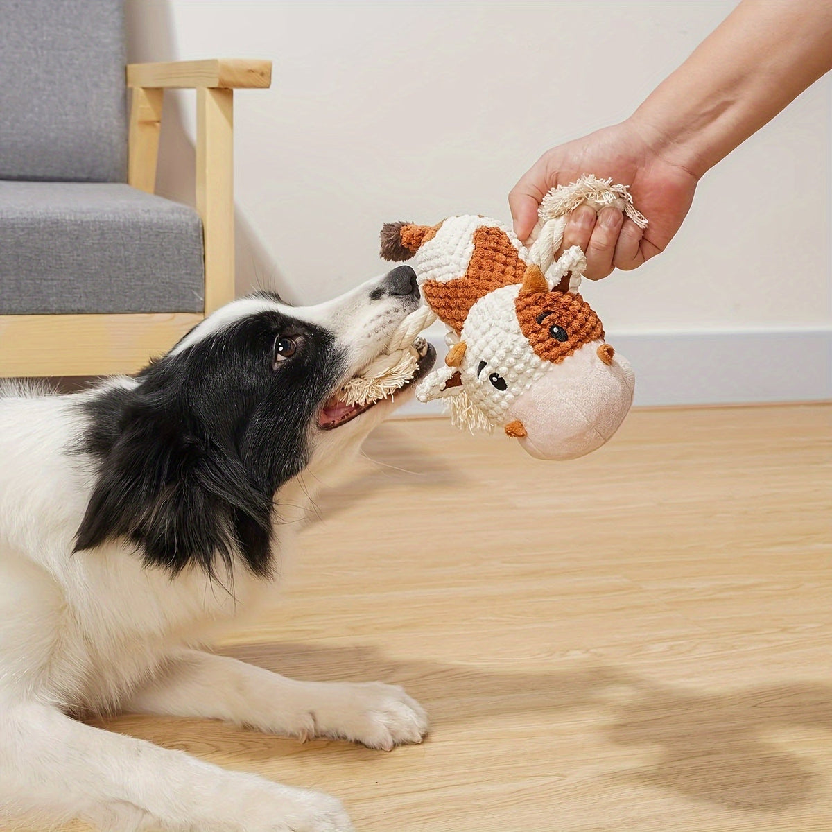 Dog Toy Cow Plush with Squeaker, Crinkle Paper, Woven Legs and Washable Construction for Multiple Dog Sizes — image 6