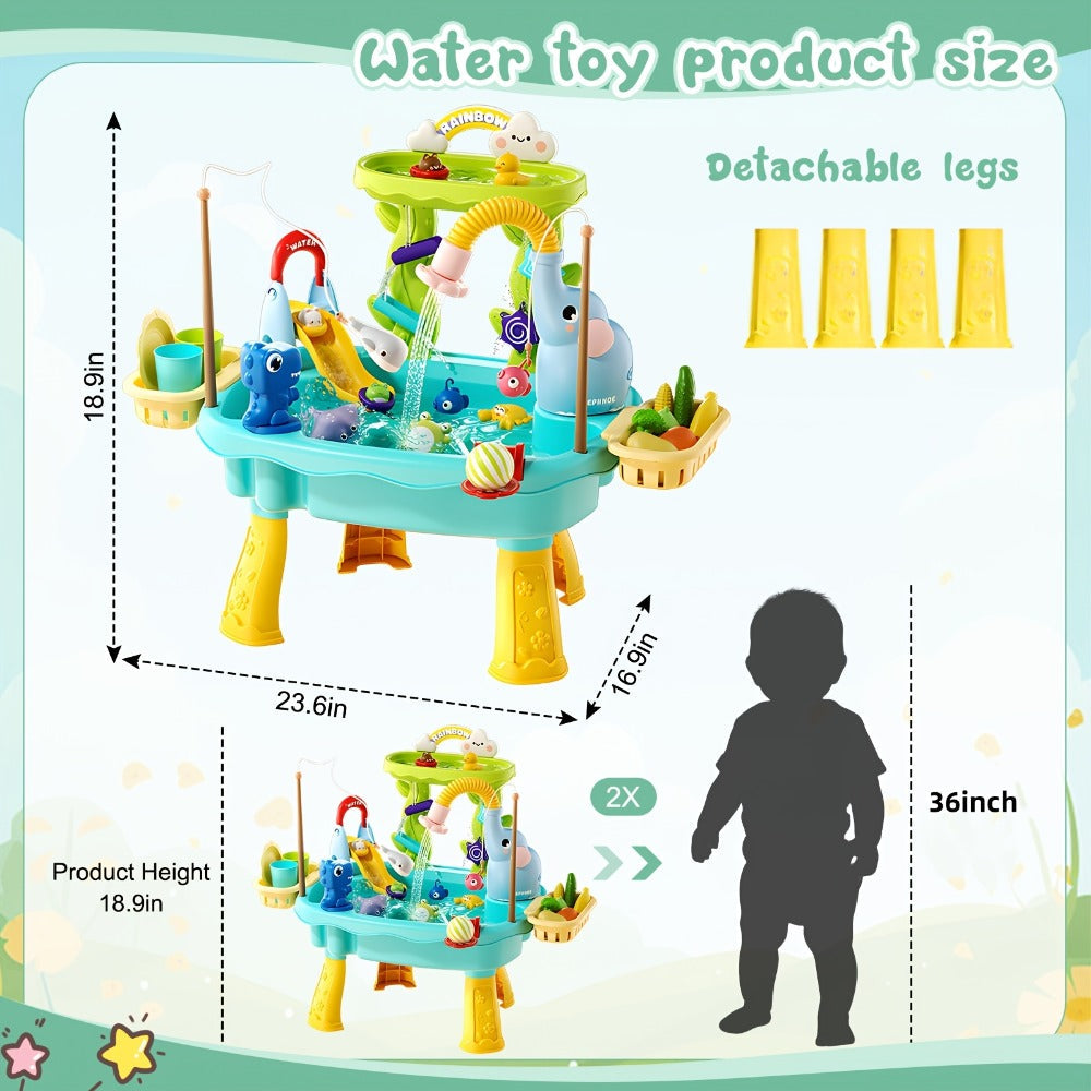 Kids Water Table Toy with Electric Pump & Faucet for Toddlers - Play Sink with Food Accessories & Fishing Toy — image 2