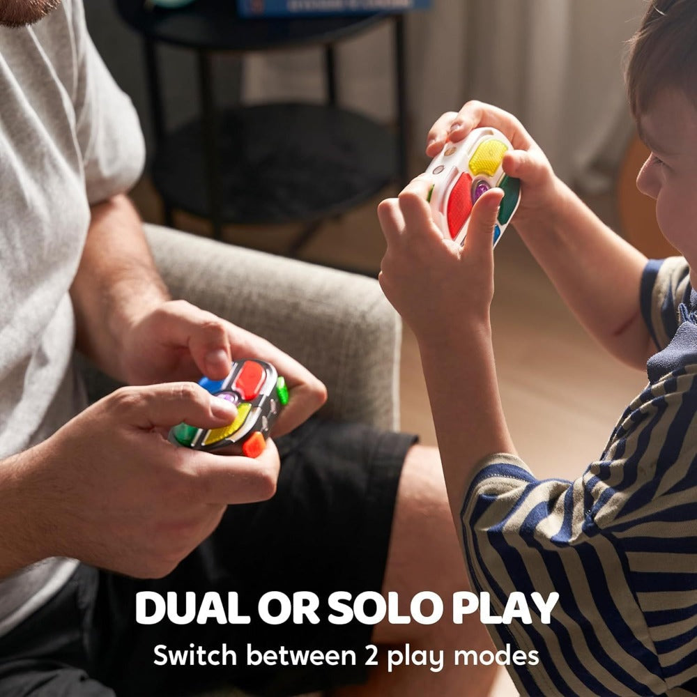 Portable Handheld Gaming Device 2-Pack, 7-Button Electronic Game with 4 Modes, Light & Sound, Memory & Speed Battle for Kids 