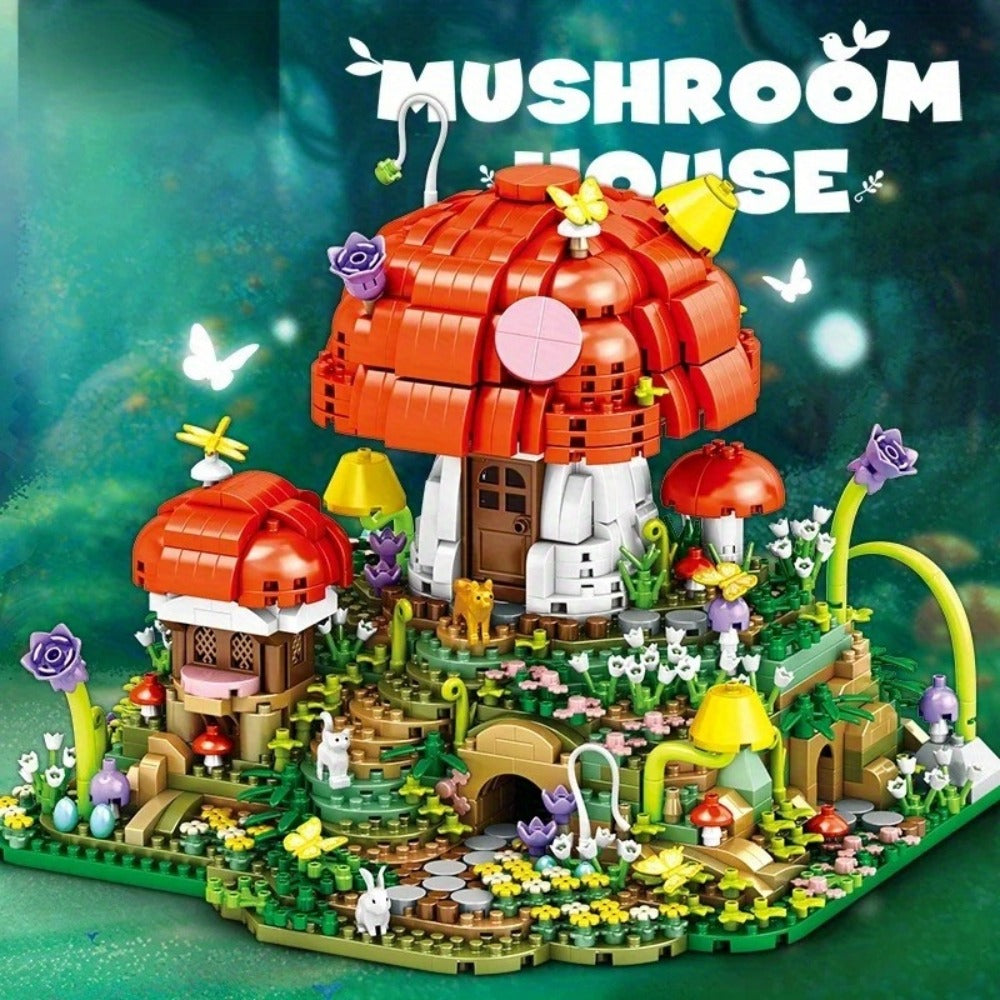 Fairy Mushroom House Building Blocks Set 2000+ Pcs – Mythical Fantasy Miniature Architecture Model 663 Desktop Decoration Dis