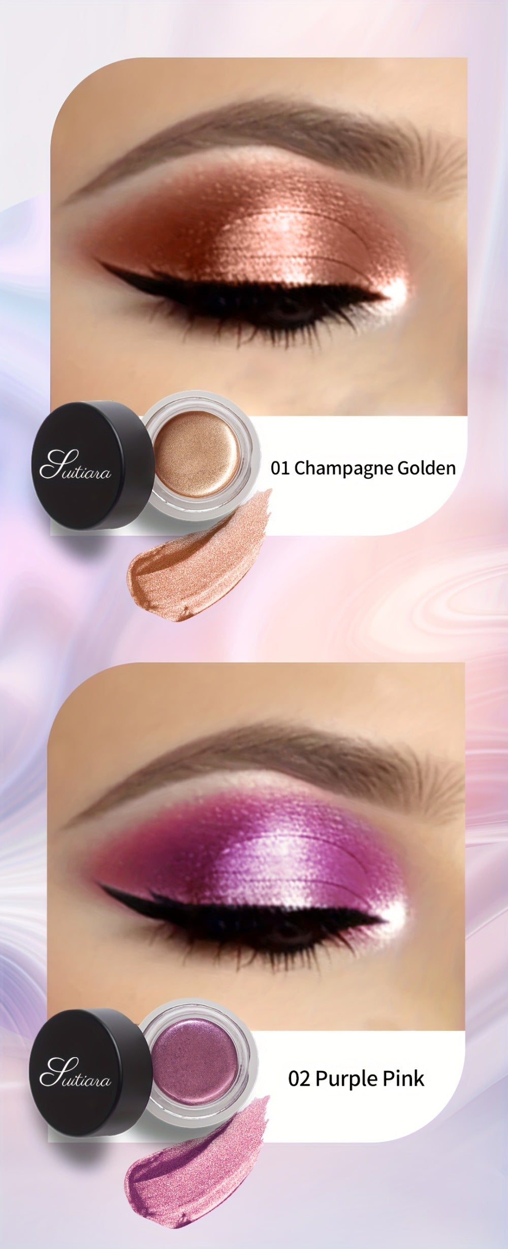 Jelly Gel Eyeshadow 2 Pack Sunset Copper Shimmer High Gloss Metallic Finish Fade Resistant, for Makeup, Travel and Everyday V