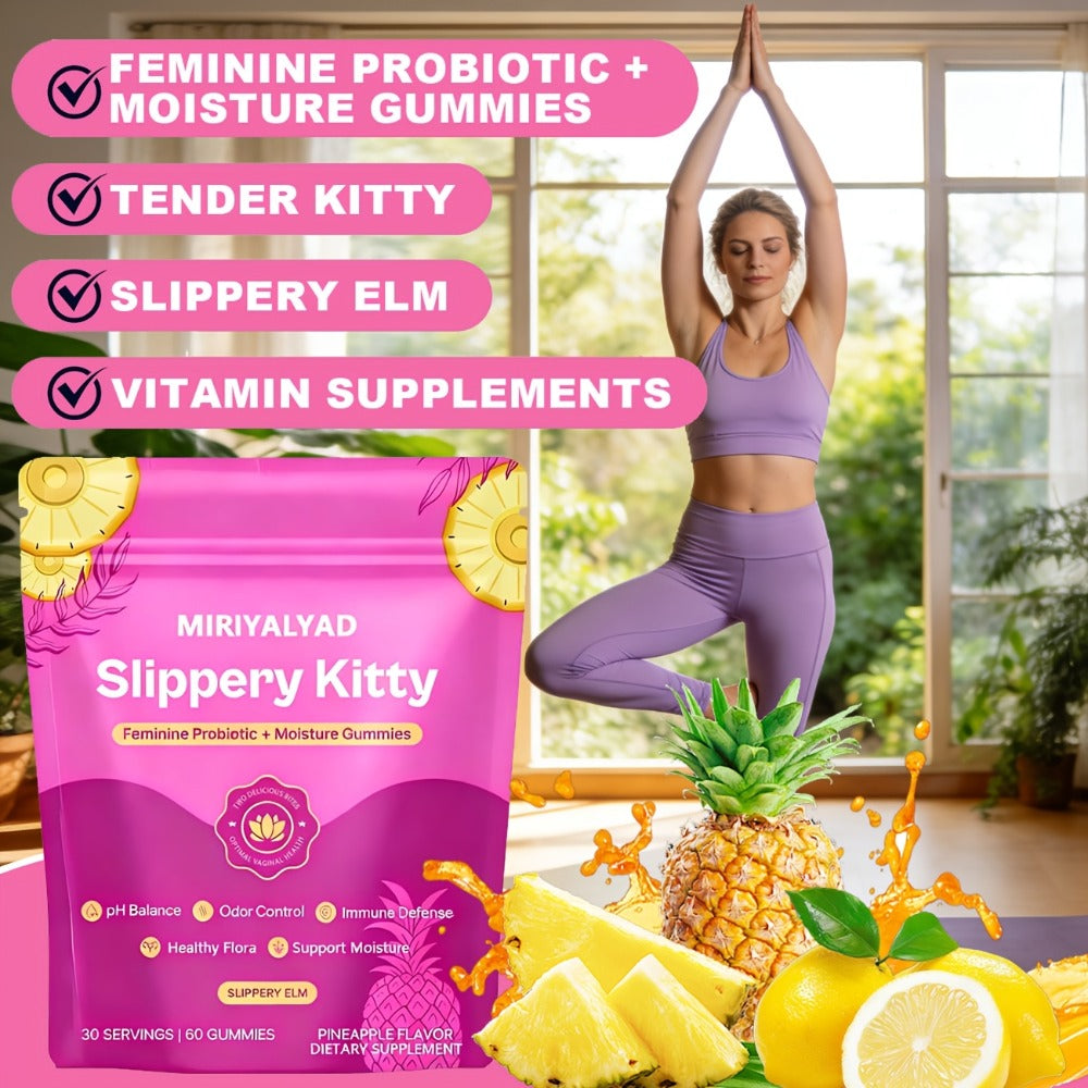 Feminine Probiotic Gummies 60-Count 30-Day Supply with Bacillus Coagulans & Slippery Elm - pH for Bath Time, Home Spa and Per