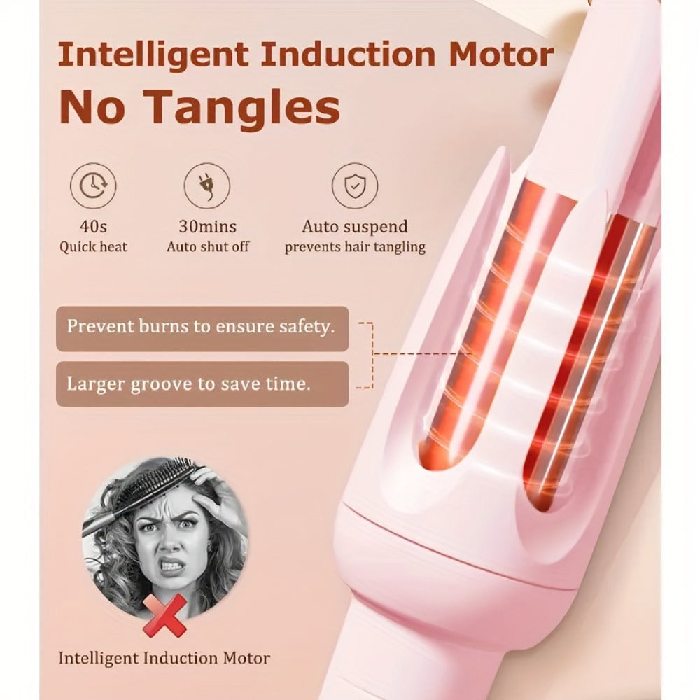 Automatic Curling Iron for Women with Ionic Technology, 4 Temperature Settings, 3 Timer Options, Dual-Direction Rotation — im