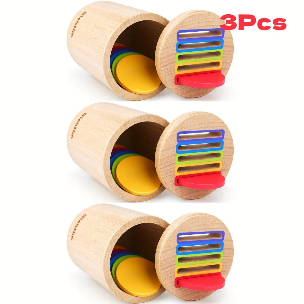 Wooden Color Sorting Coin Box Toy for Toddlers 1+, Montessori Educational Sensory Learning Toy with 10 Colorful Blocks & Stor