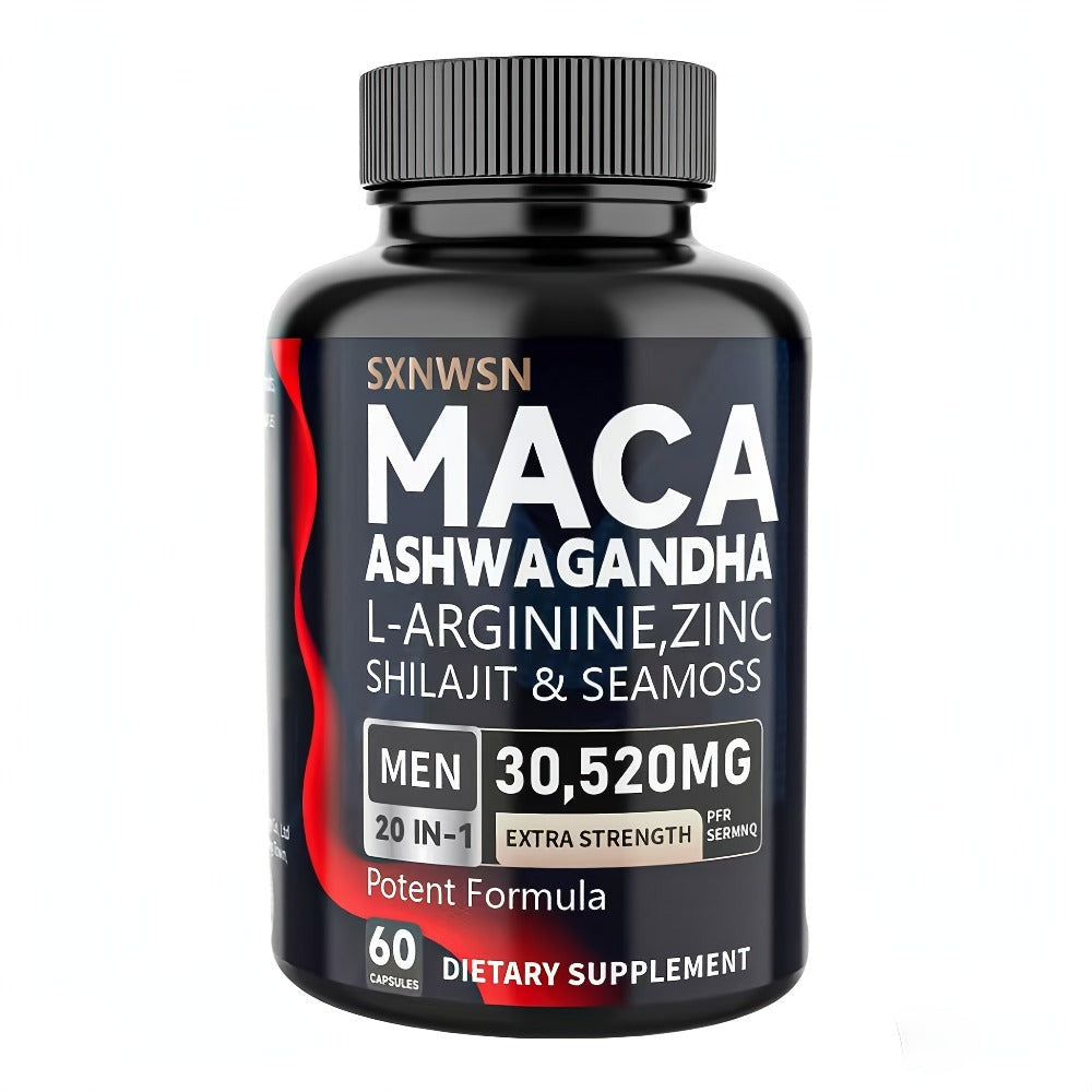 Dietary Supplement Capsules with SXNWSN Label, Sea Moss, Shilajit, Maca, L-Arginine and 60 or 120 Count — image 6