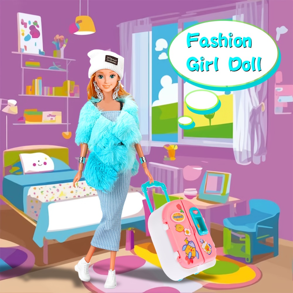 Doll Closet Playset 108 Piece with 11.5 Inch Fashion Doll Purple Wardrobe Wedding Gowns Shoes Handbags Crowns & Accessories —