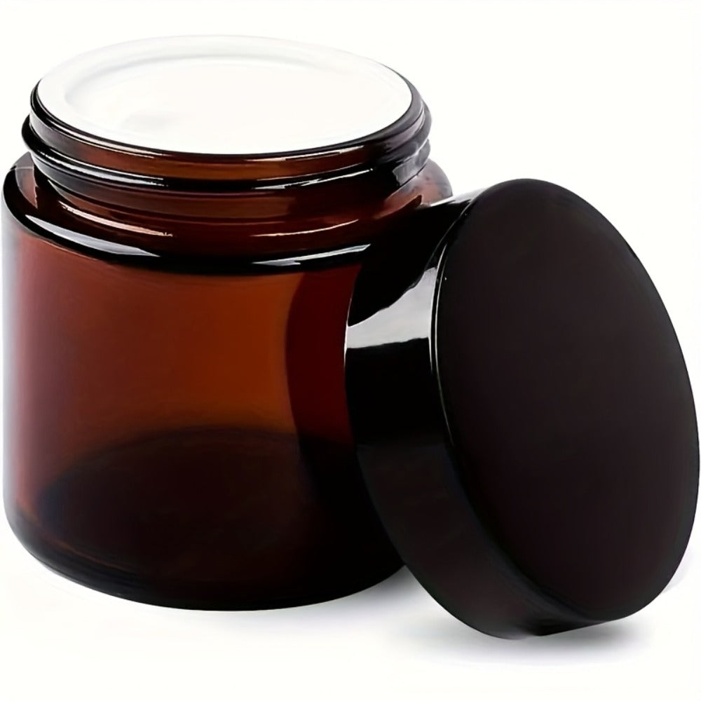 Brown Frosted Glass Jars with Lids 24 Pack – 2 oz Amber Glass Cosmetic Containers with Spoons & Labels, Non-Slip Base — image