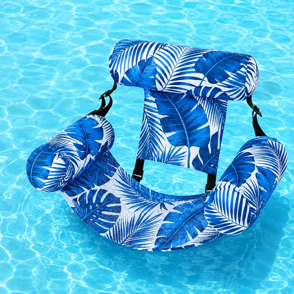 Pool Float Tropical Leaf Lounge Chair with Sling Seat, Inflatable Side Bolsters and Adjustable Headrest — image 6