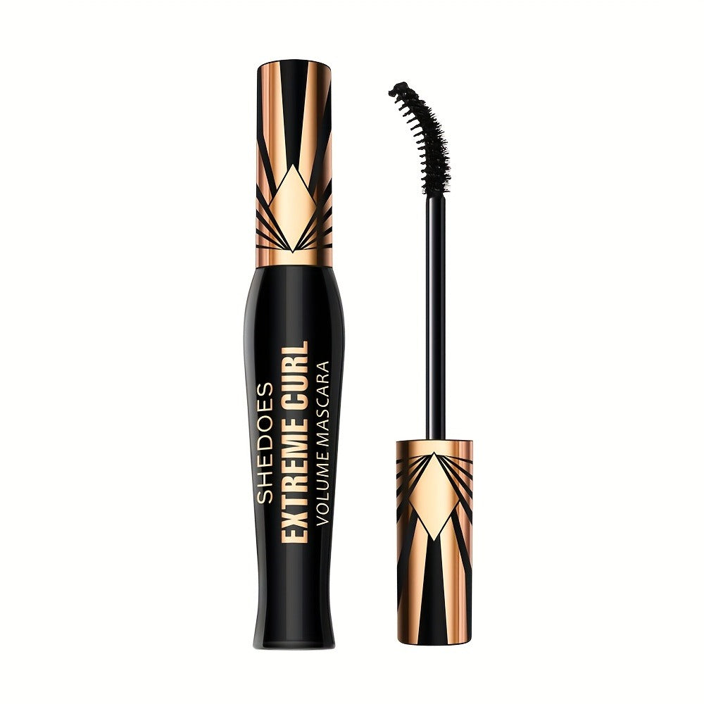 Black Mascara Two-Piece Set with Gold Crown-Style Caps and Curved Black Bristle Applicator Wands — image 10