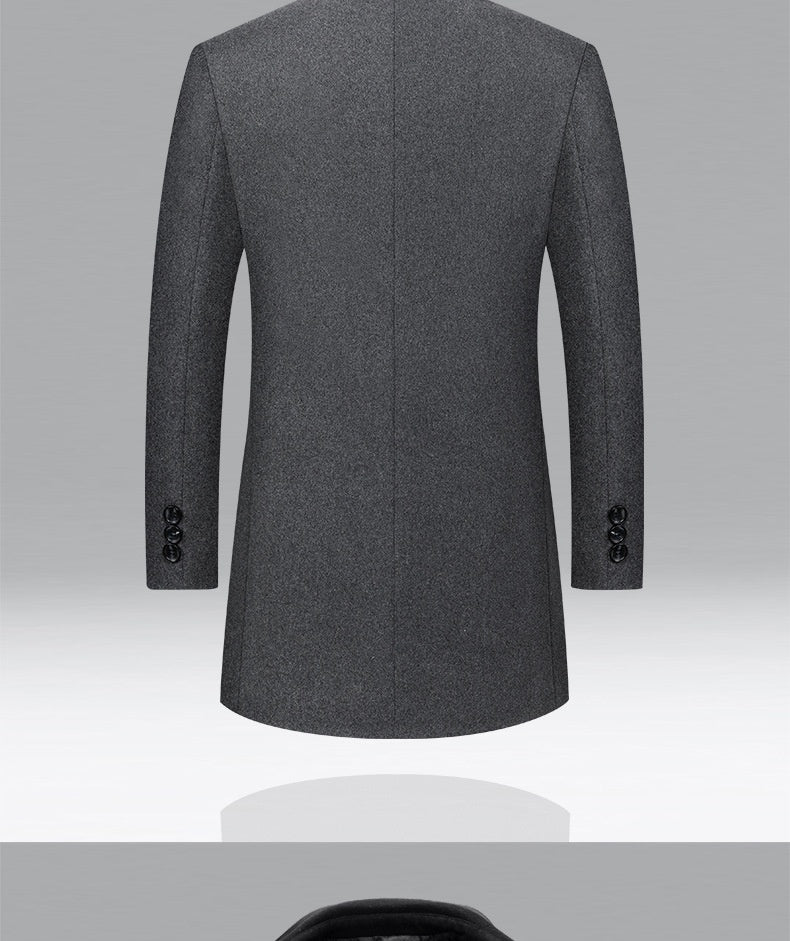 Lapel New Middle-aged Men Coat Woolen Coat