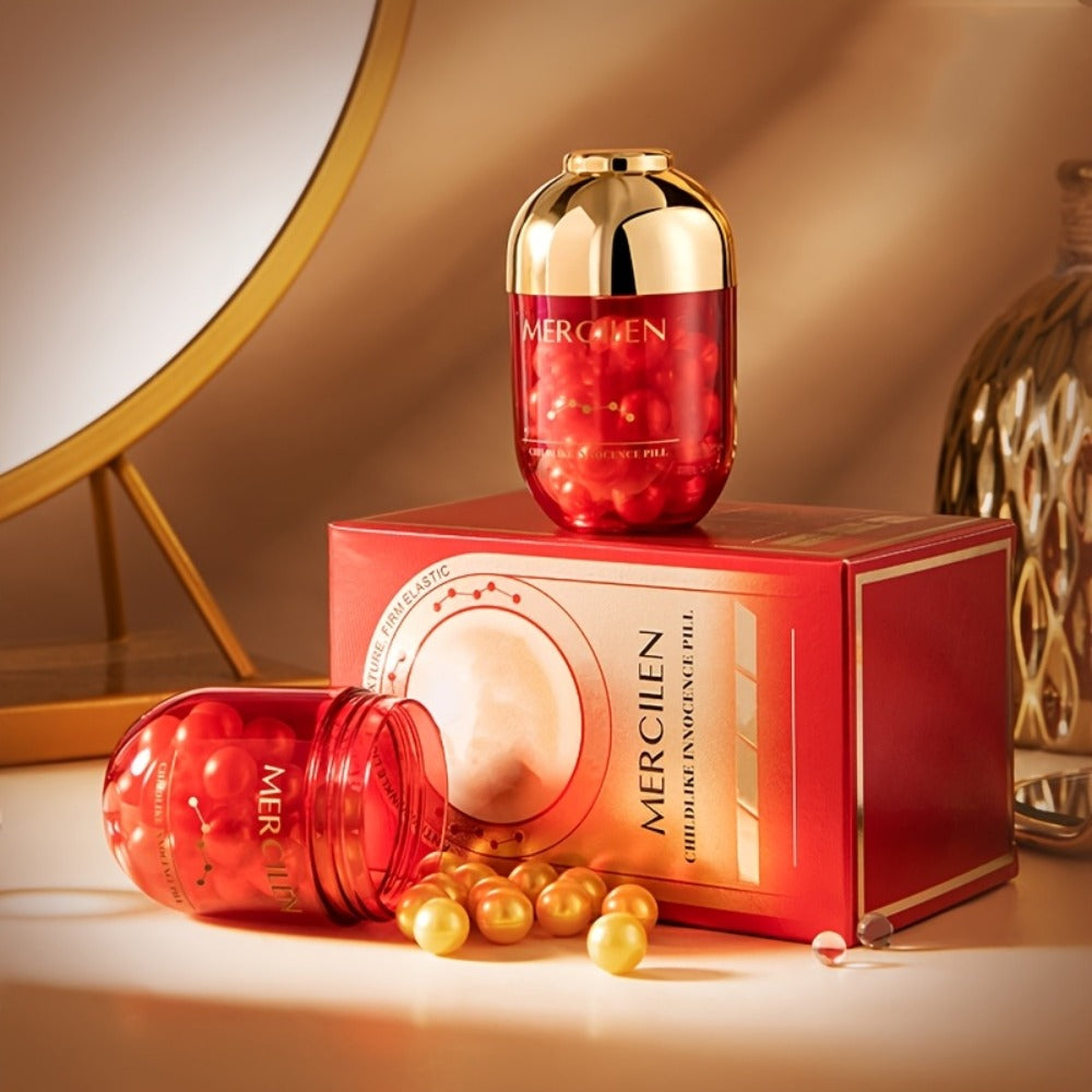 Face Serum Mercilen Collagen Capsules with Jojoba Oil, Plant Squalane and Glycerin in a 30-Piece Bottle — image 4