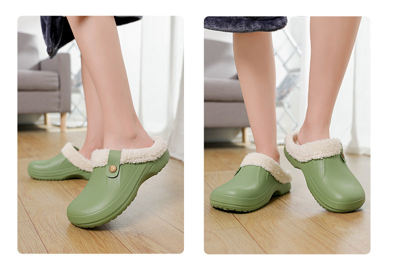 Mens Fleece-Lined Cotton Slippers For Home