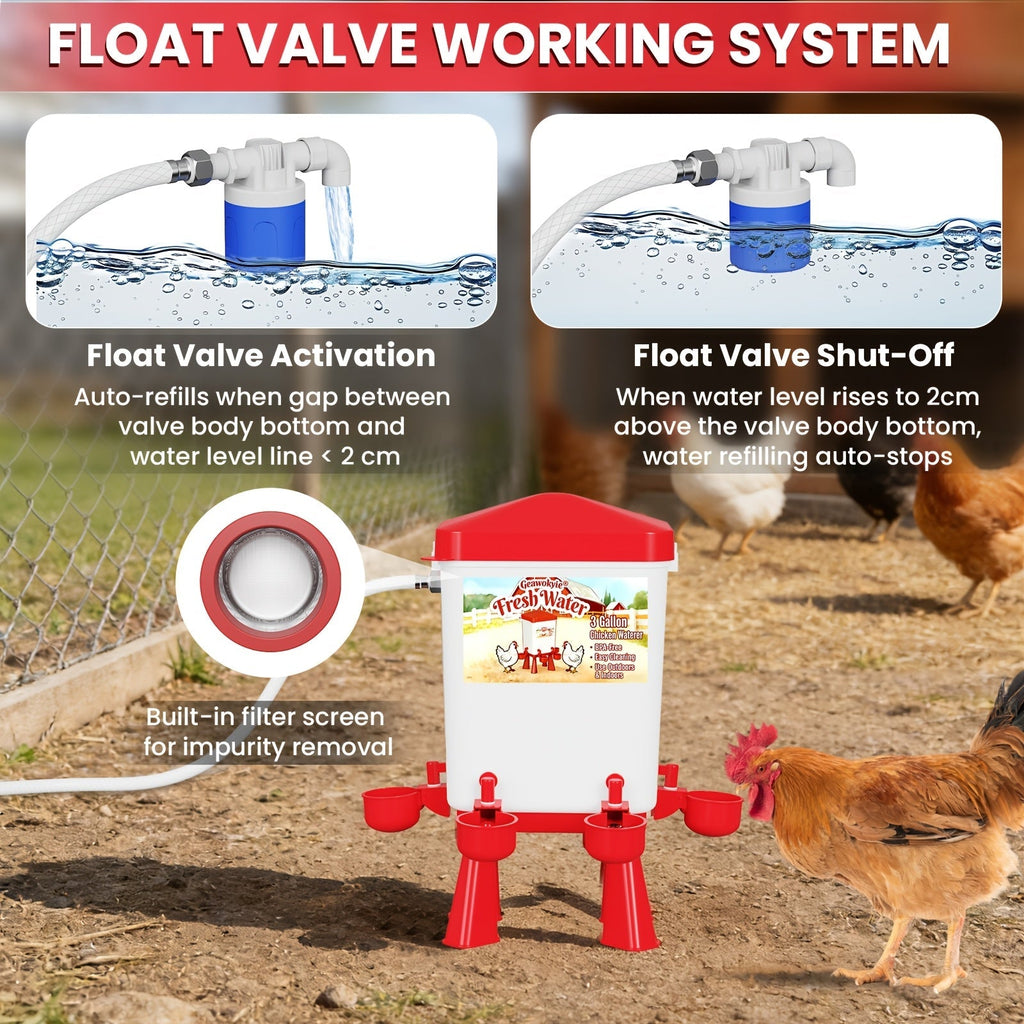 Chicken Waterer, Float Valve Hose Connect Continuous Auto Chick Duck for Garden, Patio and Yard Use — image 6