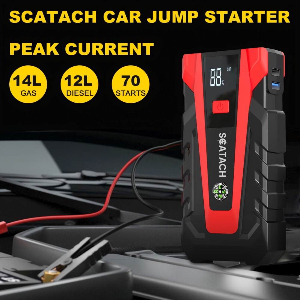12V Jump Starter with Scatach-011 Base Model or Q27B Start-and-Inflation Package, Digital Display and Clamps — image 2