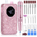 Electric Nail Drill 40000 RPM Rechargeable Professional Nail Drill Machine 4000mAh Battery LCD Display Ceramic Bits Sanding B