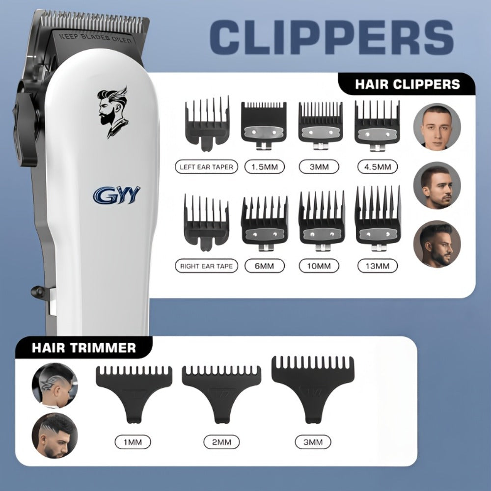 Hair Clipper Kit with Scissors for Home & Salon – Professional Stainless Steel Blade, Digital Display, USB Rechargeable Hair 