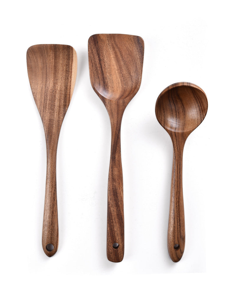 Non Stick Teak Cooking Spatula Set Of Seven Pieces