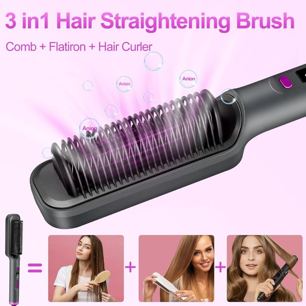 Heated Straightening Brush with Display in White, Grey, Champagne or Purple and Accessory Set — image 4