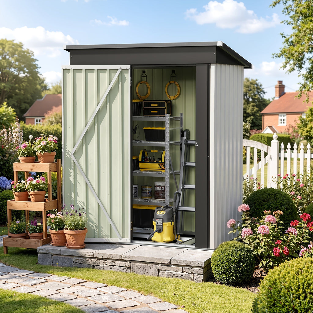 Garden Storage Shed, Metal Lockable Tool Backyard Compact for Garden, Patio and Yard Use, with the Listed Configuration — ima