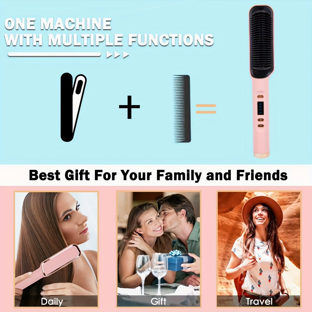 Four-Color Electric Hair Straightener Brush with Digital Display, Temperature Buttons and 10.6-Inch Body — image 7