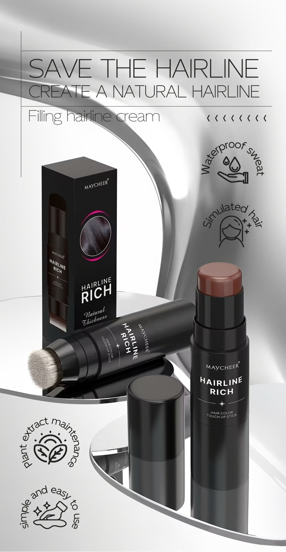 Root Touch-Up Hair Color Pen with Brush Applicator, Instant Gray & White Hair Coverage, Plant Squalane Nourishing Formula — i