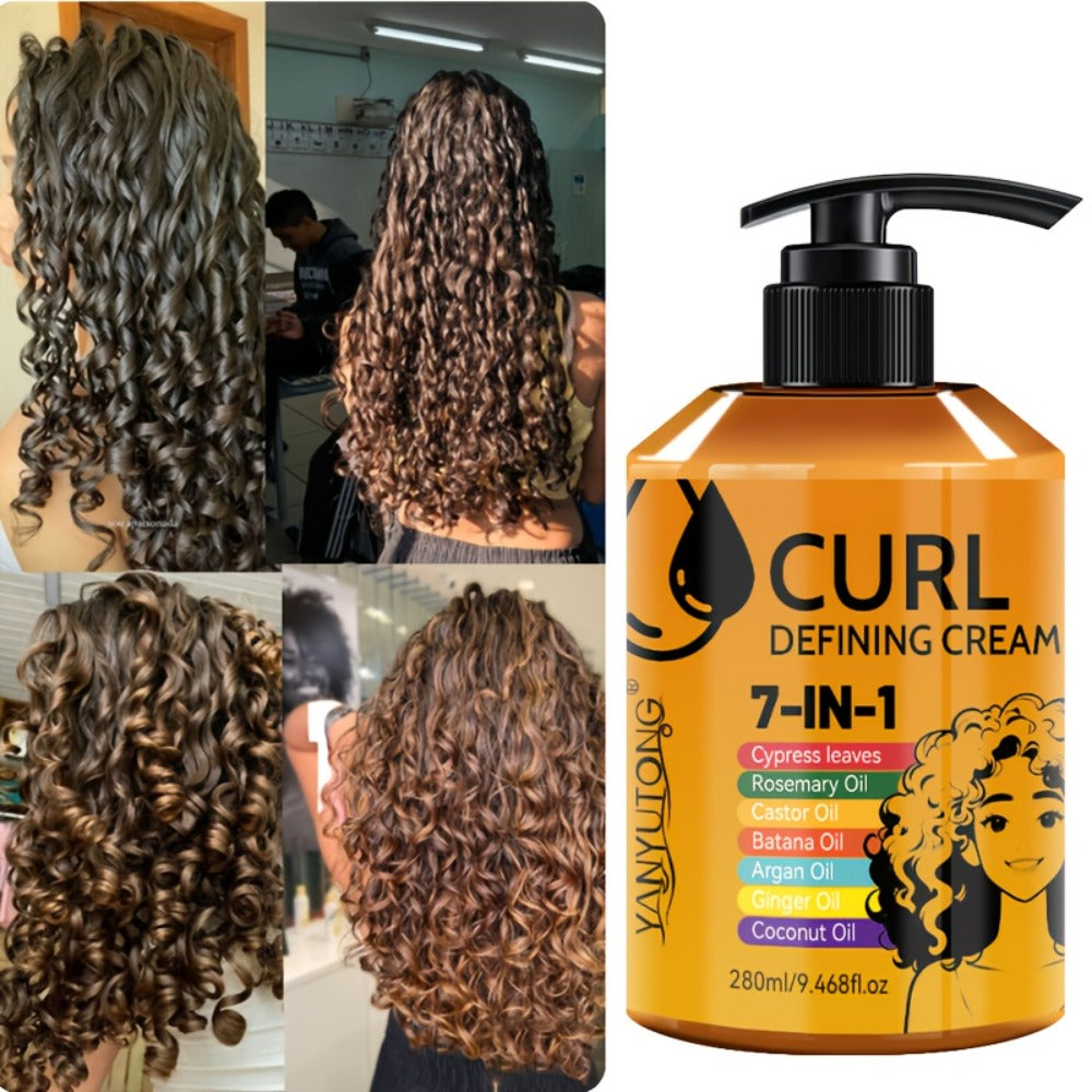 7-in-1 Curl Styling Cream in 280ml Illustrated Pump Bottle with Rosemary, Coconut and Argan Oils — image 7