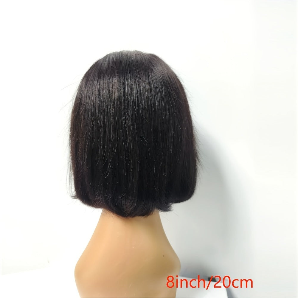 Lace Front Bob Wig Human Hair T Part 13x4 Pre-Plucked 180% Density Straight Side Part Natural, for Home, Travel and Salon Hai