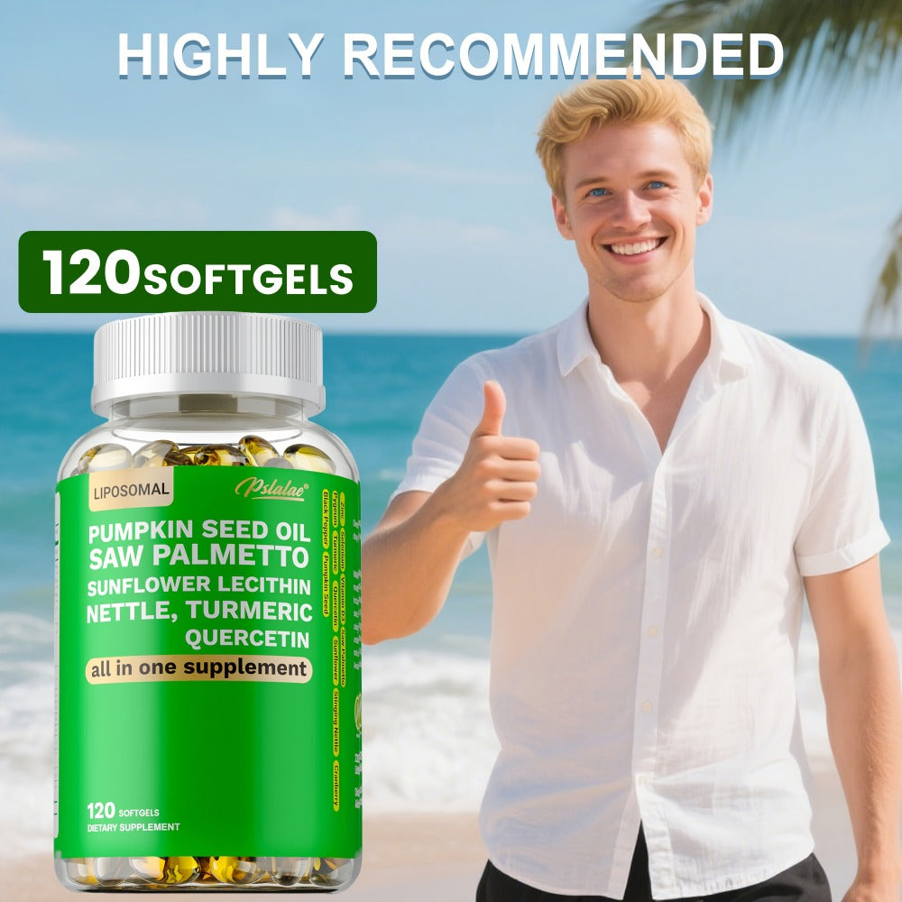 Saw Palmetto Capsules with Pumpkin Seed Oil, Pygeum & Quercetin, Urinary, Bladder, Hair & Heart Health Support for Women & Me