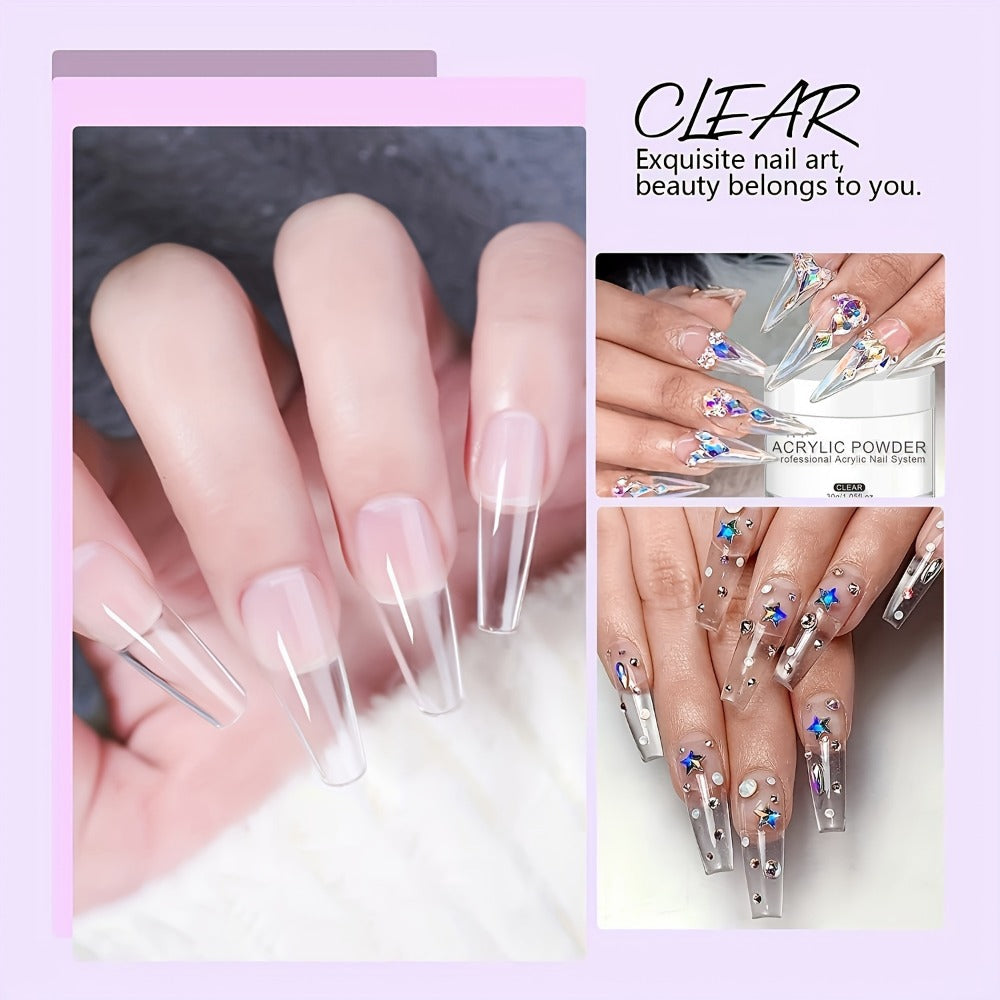 120g Acrylic Nail Powder Jar in Clear, Pinkish, Nude or White for Use with Compatible Acrylic Liquid — image 13