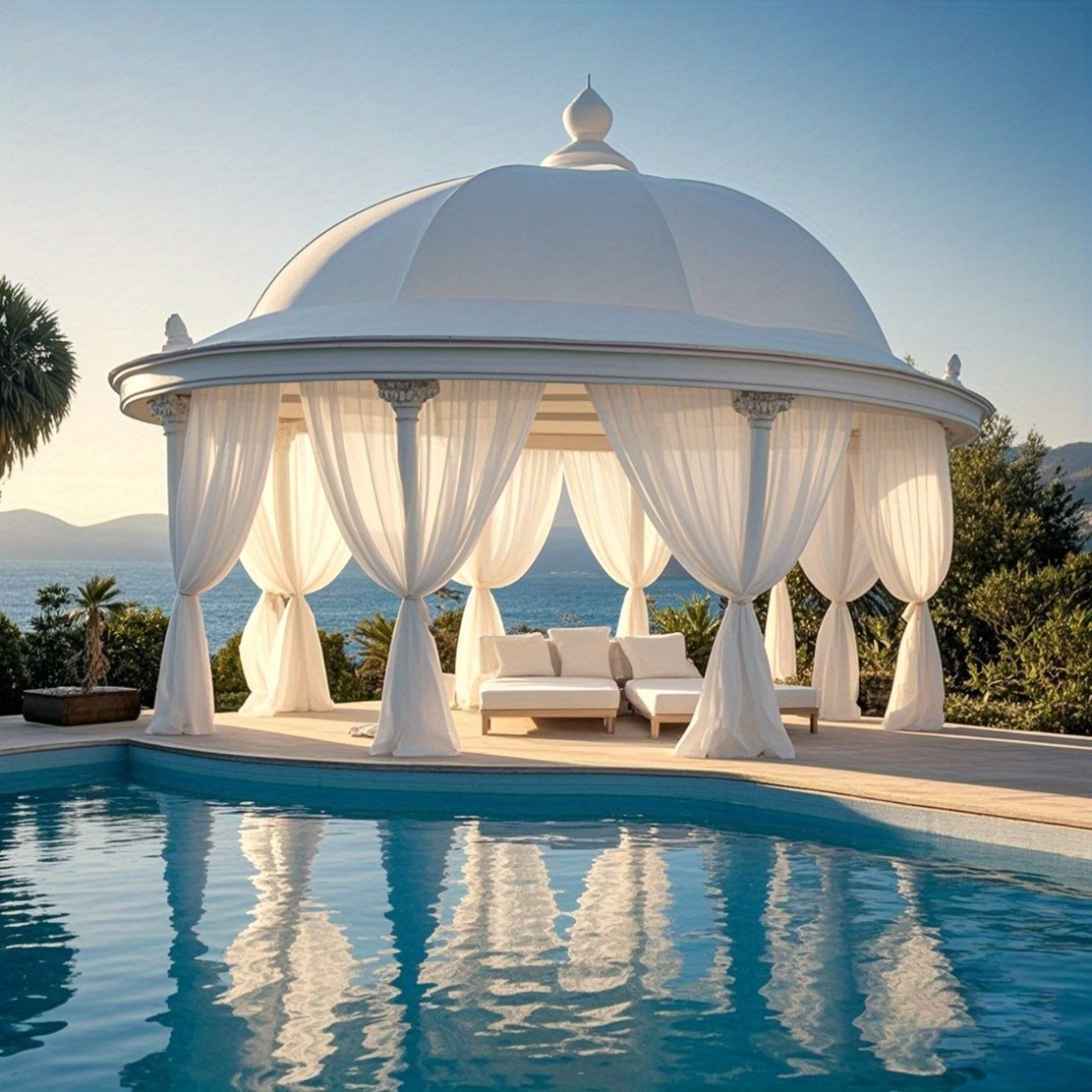 Four-Piece White Sheer Outdoor Curtain Set with Rod-Pocket Top and 152 x 304 cm Panel Size — image 8
