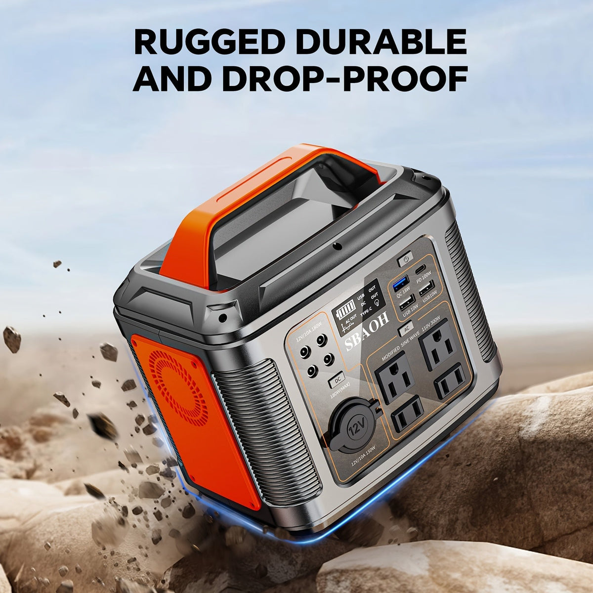 Portable Power Station 296Wh 300W with AC, DC, USB, LED Light and Optional 60W Solar Panel — image 2
