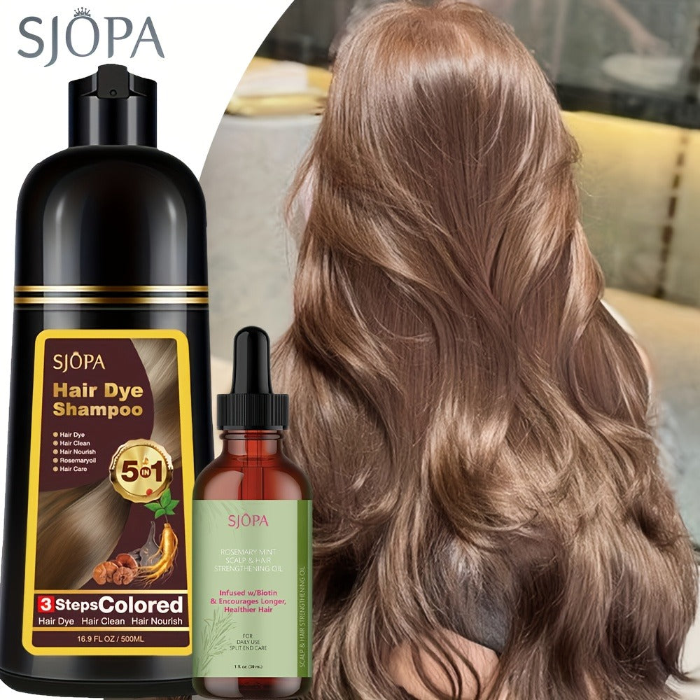 Natural Hair Dye Shampoo Kit 3-in-1 with Rosemary Oil & Squalane, Plant-Based Gray Hair Coverage — image 3