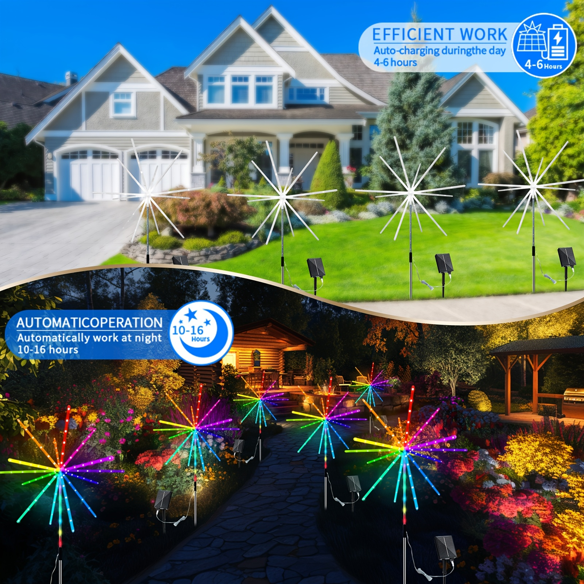 Solar Outdoor Lights 4-Pack 336-LED 3D Meteor Stakes with Remote, Multicolor Output and IP65 Rating — image 8
