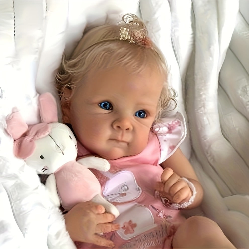 Reborn Doll, 22-Inch Full-Vinyl Open-Eye Figure with Hand-Rooted Hair and Pink Clothing Set — image 10