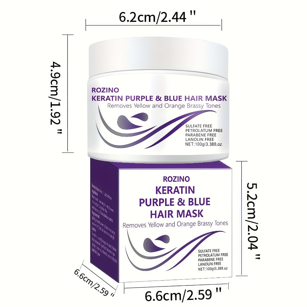 Purple Hair Mask Toner 2-Pack 3.53oz Removes Brassiness Yellow Tones Moisture, Violet Keratin Rosemary — image 5