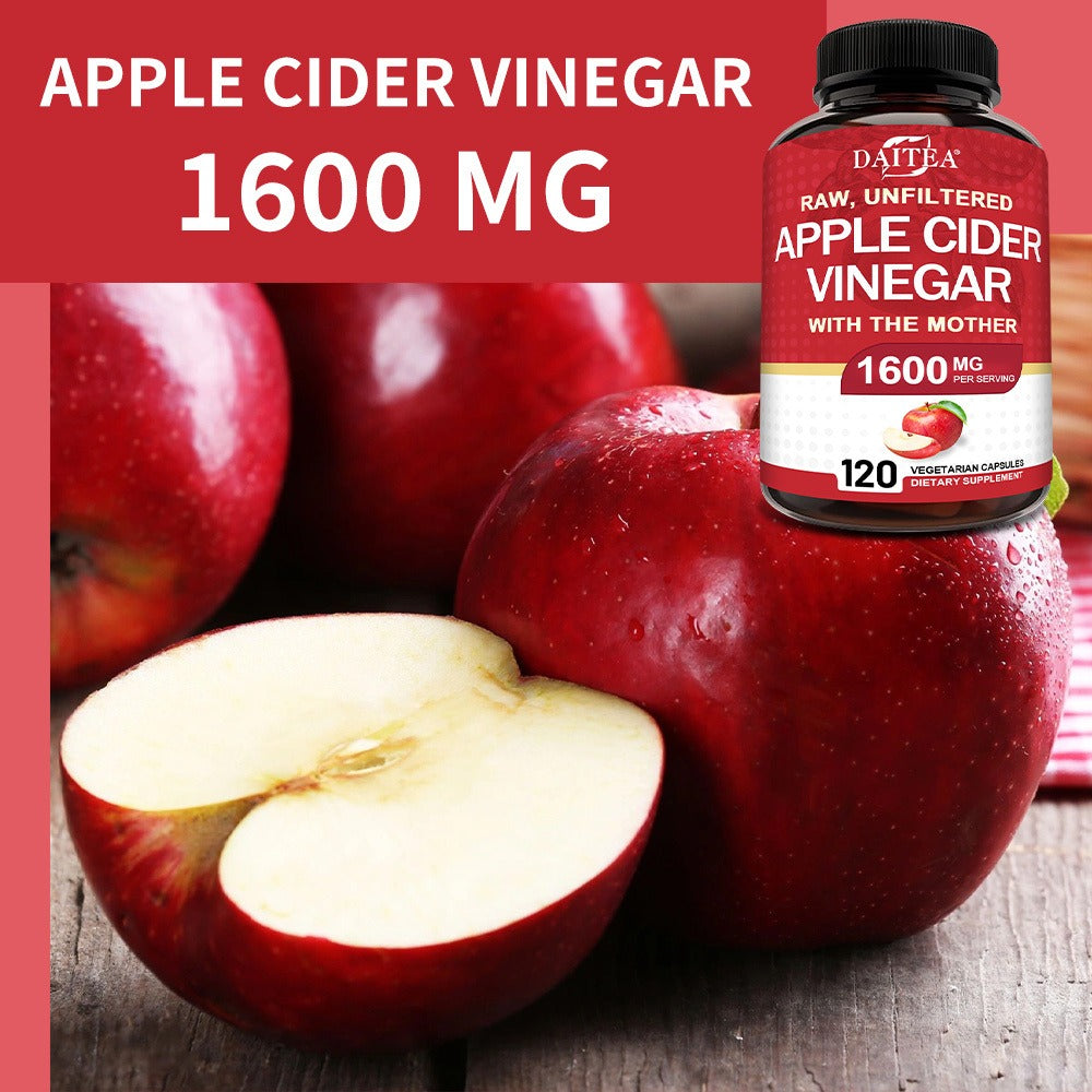 Apple Cider Vinegar Capsules 1600mg with Vitamin & Mineral Blend, Digestion for Bath Time, Home Spa and Personal Care — image
