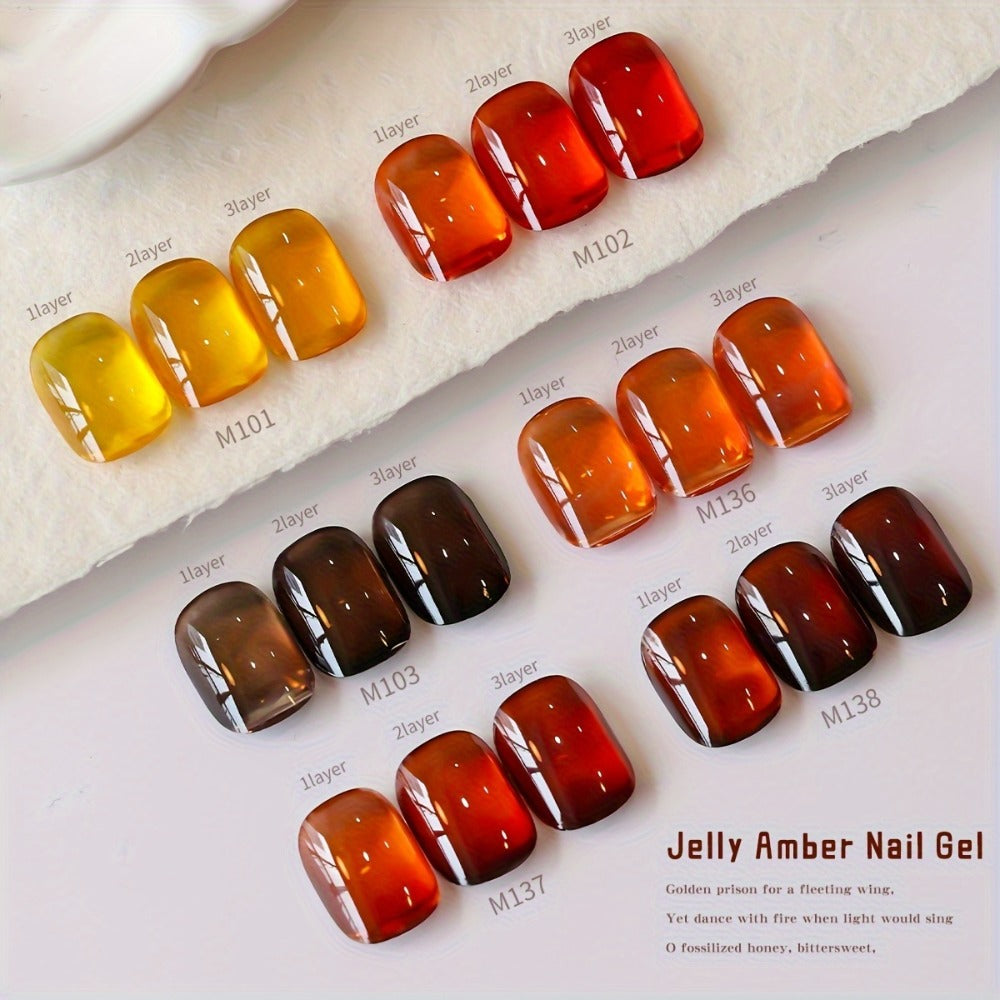 Gel Nail Polish Set with XEIJAYI Label, 6 Amber Aurora Magnetic Colors, 0.51oz Shades 101 to 138 — image 3