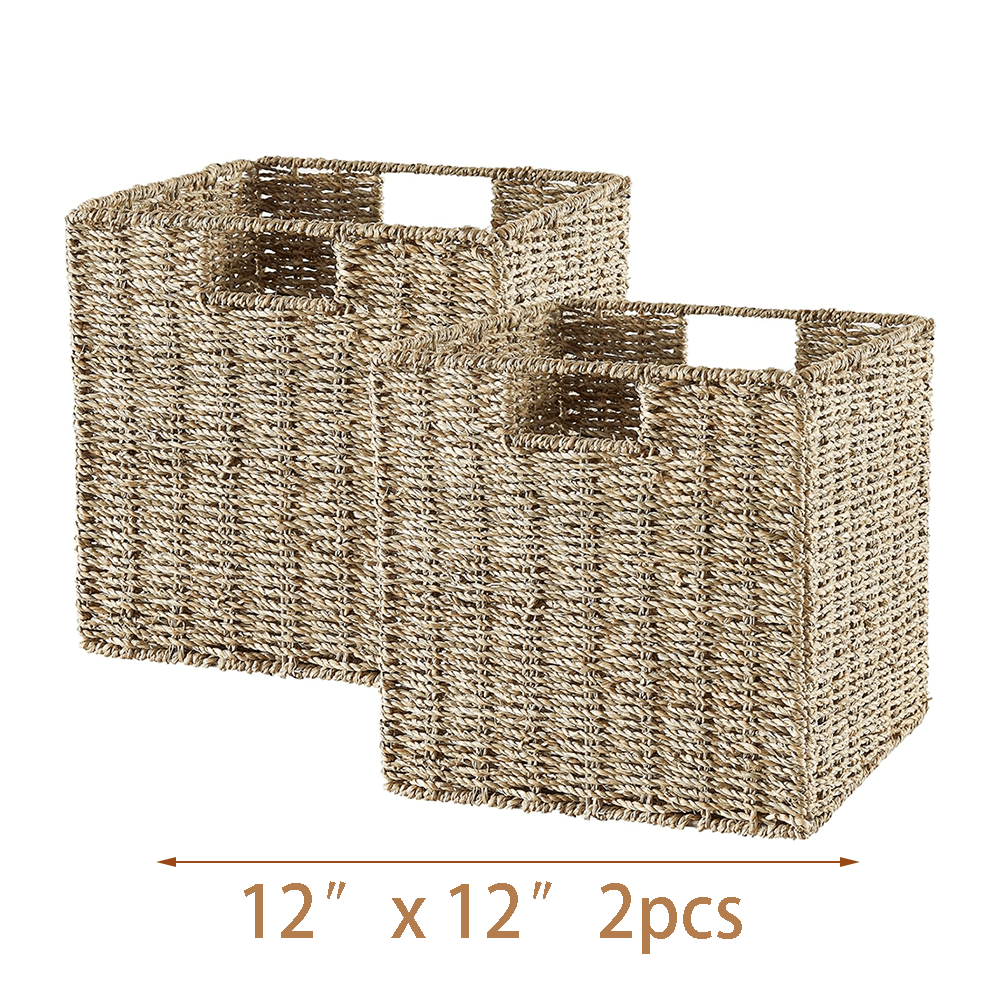 Water Hyacinth Storage Baskets with Seagrass and Paper Rope Options in 2- or 4-Pack Cube Sizes — image 18