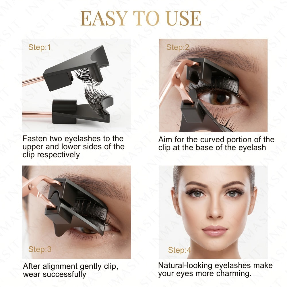 Eight-Piece Black Magnetic False Eyelash Kit with Rectangular Case, Applicator, Tweezers and Brush — image 8