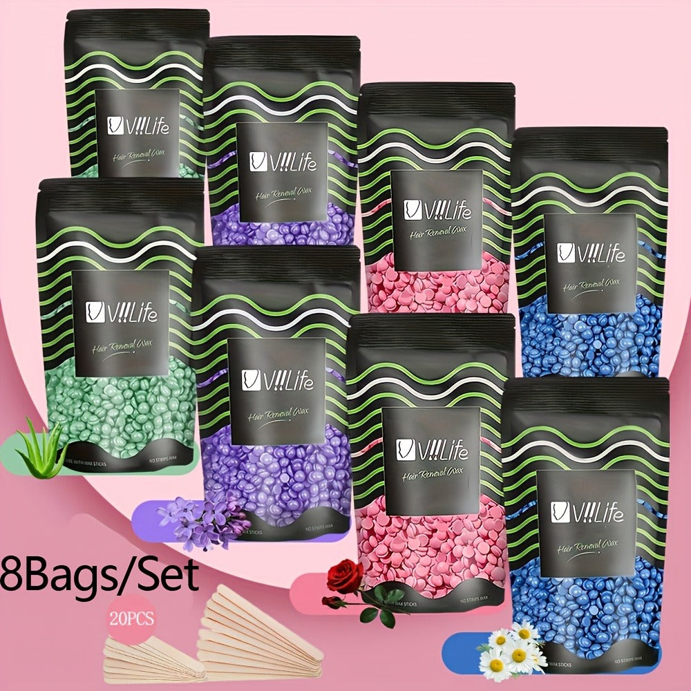 No Strip Hard Wax Beans for Brazilian Bikini Face Eyebrow Legs Underarms Full Body Hair Removal Home Waxing Kit for Women Men