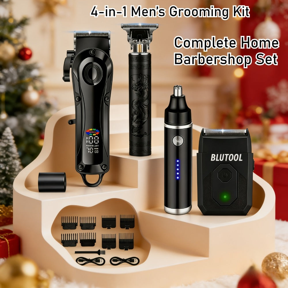 Hair Clipper & Trimmer Set 4-Piece for Men – Professional Barber Kit with Nose Trimmer, Detail Trimmer, Guide Comb — image 11