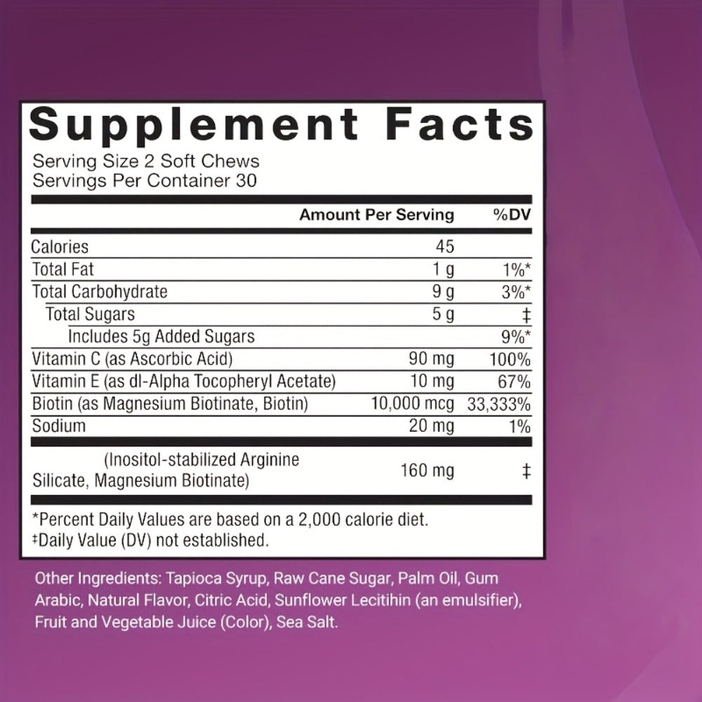 MONTUE Biotin Hair Gummies with Arginine, Vitamin C & Vitamin E, Daily Hair Nourishment Supplement for Women — image 8