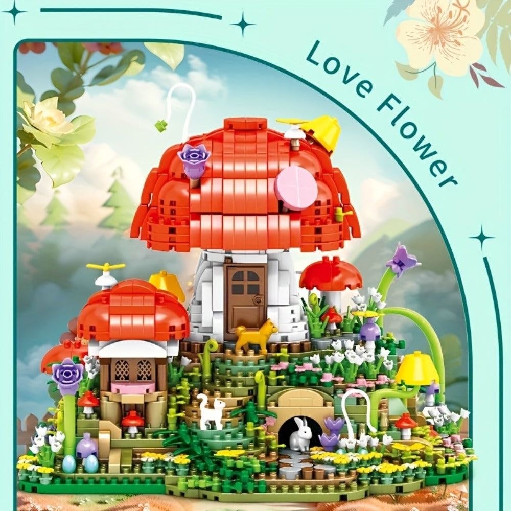 Fairy Mushroom House Building Blocks Set 2000+ Pcs – Mythical Fantasy Miniature Architecture Model 663 Desktop Decoration Dis