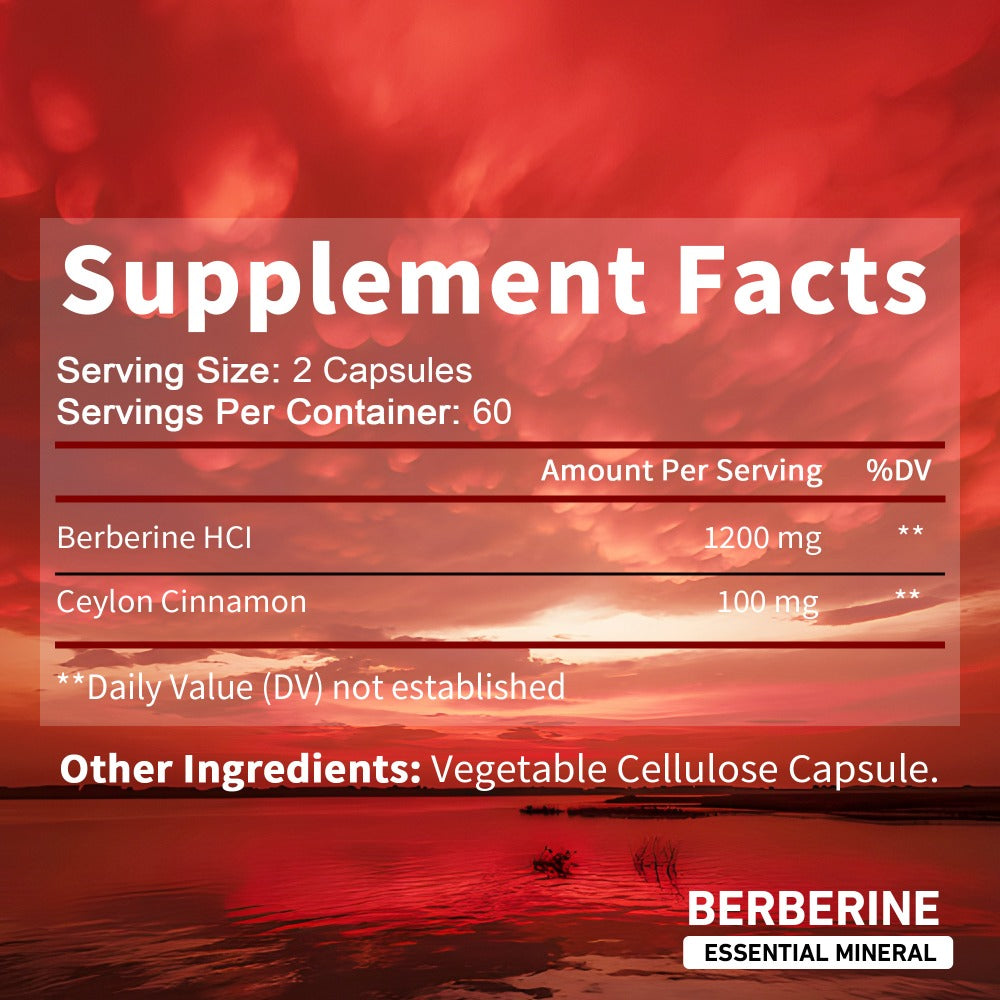 Dietary Supplement Berberine HCl and Ceylon Cinnamon Capsules, 120 Count with Multi-Bottle Options — image 2