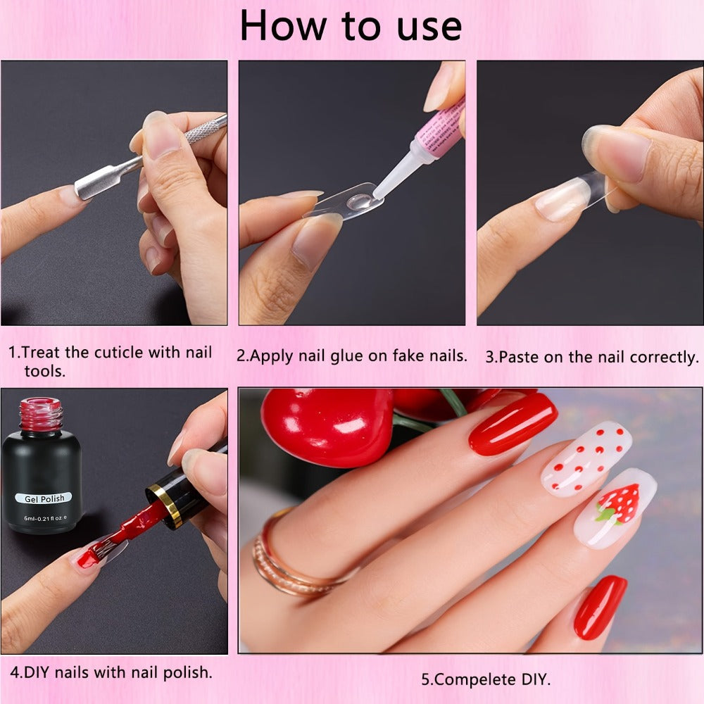 Press On Nail Glue 60pcs Professional Acrylic Nail Tip Adhesive – Super Strong Gel Formula for False Nails — image 3