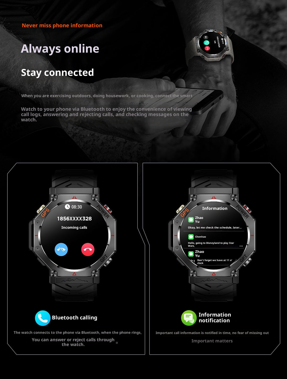 Men's Smart Watch Bluetooth Calling GPS Outdoor Sports Hand