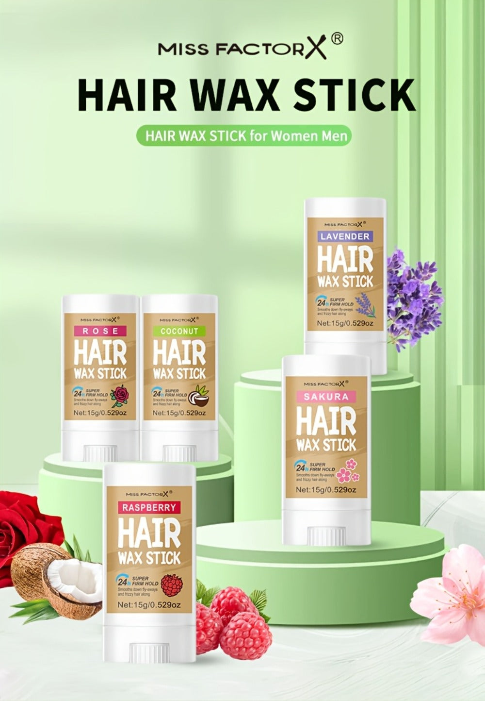 Hair Wax Stick 5 Pack Flyaway Control Edge Control with Jojoba Oil for Home, Travel and Salon Hair Styling — image 11