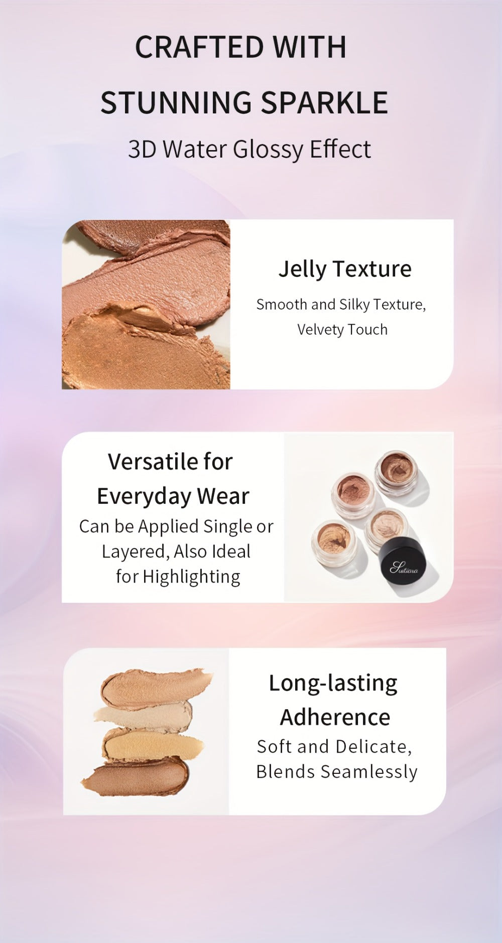 Jelly Gel Eyeshadow 2 Pack Sunset Copper Shimmer High Gloss Metallic Finish Fade Resistant, for Makeup, Travel and Everyday V